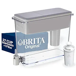 Brita UltraMax Large Water Dispenser With Standard Filter, BPA-Free, Reduces Copper, Cadmium and Mercury Impurities, Lasts 2 Months or 40 Gallons, Includes 1 Filter, Kitchen Accessories, Large 27-Cup