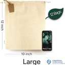 LEAFICO Multipurpose Eco Cloth Bags - Large 10x12 Inch (12 Pack) - Cotton Produce Storage Sacks - Muslin Drawstring Pouches for Vegetables - Bread Bags - Fabric Sachets