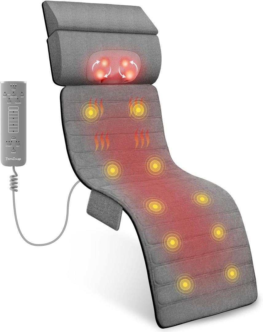 Full Body Massage Mat with Heat, Detachable Neck Massager, Massage Pad with 10 Vibrating Motors, Home Office Use, Gift for Men Women Parents Christmas