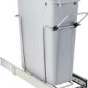 Knape & Vogt in-Cabinet Pull Out Trash Can, 20-Qt., Bottom-Mount Cabinet Installation, Requires Min 8-in Opening, 20.5 in x 8.5 in x 17.5 in, RS-PSW9-1-20-P, Platinum