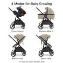 Gromast 3-in-1 Baby Stroller, Convertible Stroller for Newborn Infant Toddler with Reversible Seat, UPF 50+ Canopy & Cup Holder - Khaki