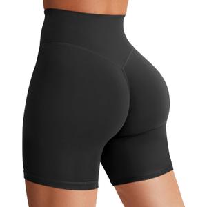 YEOREO Women's Biker Shorts 3.6" /4.5" / 6" Workout Gym Shorts Craze High Waist Tummy Control Hidden Scrunch Running Yoga (Black)