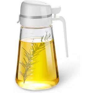 Auto Flip Glass Olive Oil Dispenser Bottle With Scale - 22oz Clear Cruet for Kitchen