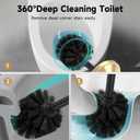 Brushed Gold Toilet Brush and HolderExtra Long Handled Toilet Brush for BathroomStainless Steel Heavy Duty Toilet Bowl Brush,Deep Cleaning Modern Toilet Cleaner Brush -Space Saving, Covered Brush