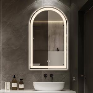 Etemnozon LED Bathroom Mirrors with Lights, 24"x36"Black Arched Mirror for Bathroom, Fogless, 3 Colors Dimmable, Anti-Fog, Wall Mounted Lighted Vanity Mirror, Black