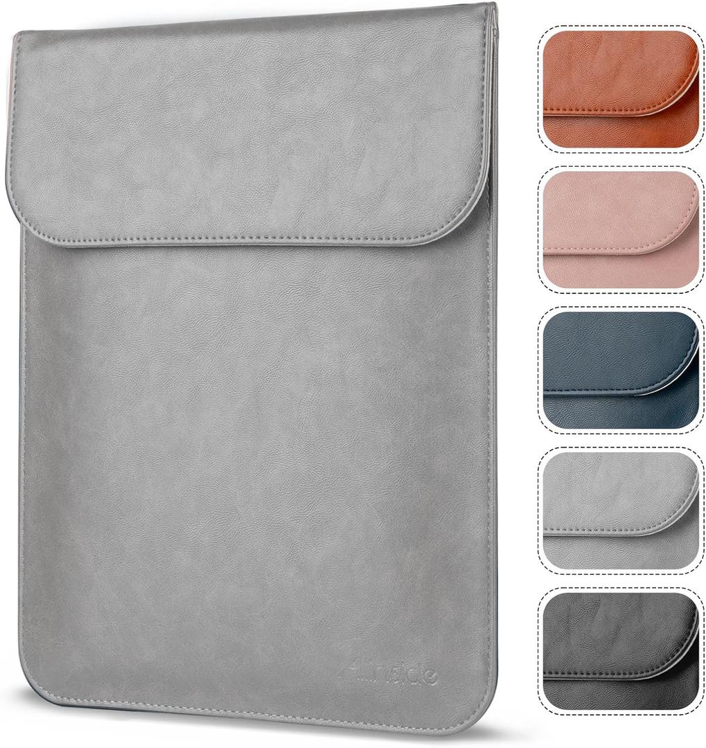 Allinside 13 inch Laptop Sleeve Case for MacBook Neo A18 Pro/MacBook Air 13 2018-2026/MacBook Pro 13 2016-2022, Waterproof PU Leather Laptop Sleeve Bag Protective Vertical Case Cover, Gray