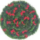 3Pcs x 8.2ft (Total:24.6ft) Christmas Tinsel Garlands with 24 Pcs Red Bows for Indoor and Outdoor Holiday Mardi Gras Xmas and Other Festivities Party Supply (Green)