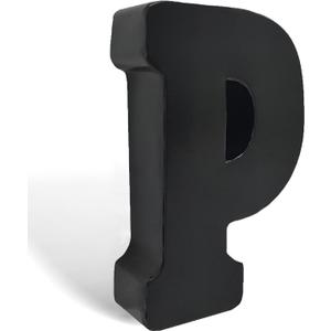 7.87" Metal Letters for Wall Decor, Black Standing 3D Letters, Decorative Farmhouse Hanging Alphabet Signs for Home Bedroom Office Wedding Party (P)
