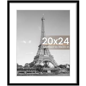 upsimples 20x24 Picture Frame, Display Pictures 16x20 with Mat or 20 x 24 Without, Wall Hanging Poster Frames, Black, 1 Pack