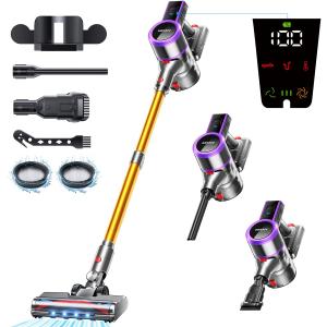 Cordless Vacuum Cleaner, 45000Pa/550W Powerful Vacuum Cleaners for Home, 60 Mins Runtime, LED Display, 1.5L Cup, Anti-Tangle Brush, Lightweight, Ultra-Quiet, Cordless Stick Vacuum Cleaner