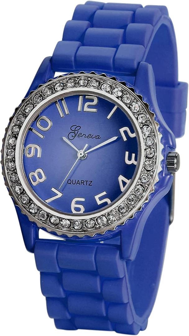 Avaner Women's Silicone Rhinestones Watches Analog Quartz Silicone Strap Bling Wristwatch