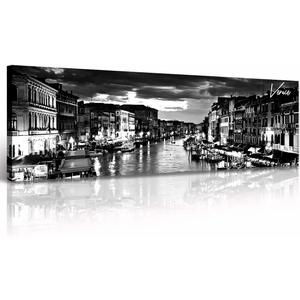 DJSYLIFE Venice Skyline Wall Art Black and White Italy Cityscape Canvas Print Painting Buildings Grand Canal Landscape Pictures Modern Artwork for Man Room Office Living Room Decoration 13.8"x47.3" (47.3L" x 13.8W", Venice)