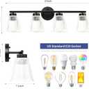 ocioc 4-Light Vanity Light with Striped Glass Shade, Bathroom Lighting