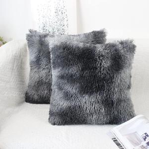 OYIMUA Fluffy Faux Fur Pillow Covers 20x20 Dark Grey Pack of 2 Soft Fuzzy Neutral Decorative Throw Pillows Accent Boho Cushion Covers for Couch Sofa Bedroom