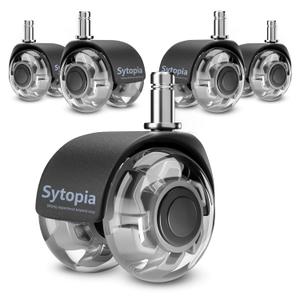 Office Chair Wheels 2" Desk Chair Caster Wheels Smooth Roller Style Quiet for Carpet and Hardwood Floors Universal Fit 11x22 mm Set of 5 Grey