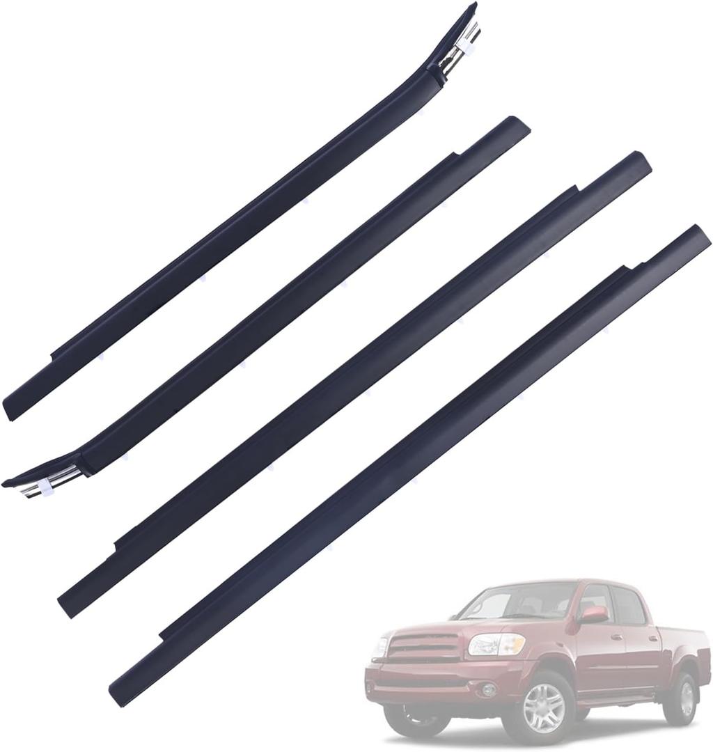 Weatherstrip Outer Front and Rear Door Window Trim Belt 75740-0C022 75730-0C022 75720-0C010 75710-0C010 Fit for Toyota Tundra 2000-2006 Lower Window Glass Seal Weather Stripping Molding