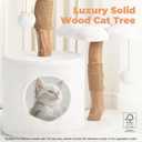 Easyego Modern Cat Tree, 26.3" Aesthetic Wood Cat Tree Tower, Luxury Cat Condo with Scratching Posts and Flower Platforms, Cat Furniture, Pure White