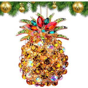 Pineapple Ornament for Christmas Tree Indoor Hanging Xmas Decorations Clearance Keepasake (Green Yellow)