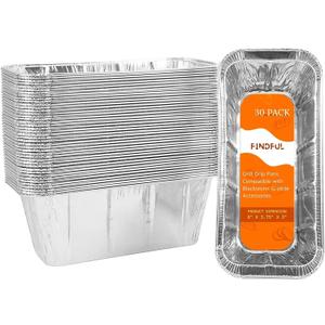 Findful 30-Pack Blackstone Griddle Accessories Drip Pan Liners, Aluminum Foil Pan Disposable for 17" 22" 28" 36" Blackstone Griddle Drip Tray Holder Grill Rear Grease Catcher Cup Liners