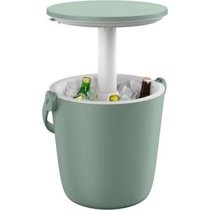 Keter Go Bar 4.2 Gallon Portable Beer and Wine Cooler with Handle and Pop Up Outdoor Table Perfect for Your Patio, Picnic, and Beach Accessories, Green