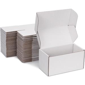 Small Shipping Boxes 8x4x4 Inch (25 Pack) - Sturdy White Corrugated Cardboard Boxes for Small Business, Ecommerce, Mailing & Packaging | Recyclable Gift & Storage Boxes