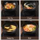 Carbon Steel Wok Pan, Nonstick Pre-Seasoned Woks & Stir-Fry Pans with Lid , No Chemical Coating Wok Flat Bottom Small Handmade Chinese Wok for Induction, Gas, Electric & All Stoves (11INCH wooden lid)