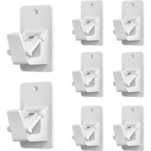 Adhesive No Drill Curtain Rod Brackets - Heavy Duty 30LB Holders for Bathroom Bedroom Kitchen, Universal Damage-Free Window Rod Hooks with Nail-Free Installation (8PC White)