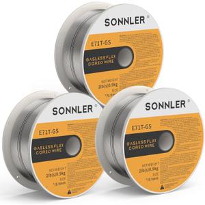 0.035 flux core welding wire, 3 Spools E71T-GS Low Splatter gasless Carbon Steel Mig Welding Wire Compatible With HF Fourney Harbor Welder(3 PACK)