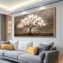 Wapluam Extra Large Framed Wall Art,Wall Decor for Living Room,Tree of Life Wall Art,Neutral Abstract Canvas Painting Art Prints,Modern Rustic Pictures for Bedroom Bathroom Dining Room Office 60"X30"