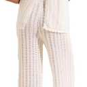 Imily Bela Women's Summer 2 Piece Swimsuit Cover up Crochet Knit Cardigan Tops Long Pants Set Bathing Suit Beach Outfit (Beige, XL)