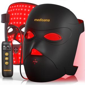 Medisana 3D Red Light Therapy Mask for Face, 336 LEDs Light Therapy Mask with 3 Modes - NIR 830nm, Red 630nm, Blue 415nm - Cordless & Rechargeable LED Face Mask for Home, Skincare Gifts for Women Mom (Black)