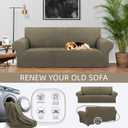 KEKUOU Stretch Sofa Cover Slipcover ，Couch Covers for 3 Cushion Couch Sofa pet Friendly (78"-94") Furniture Protector Sofa with Elastic Bottom for Kids,Dog, Jacquard Small Checked(Large,Khaki)