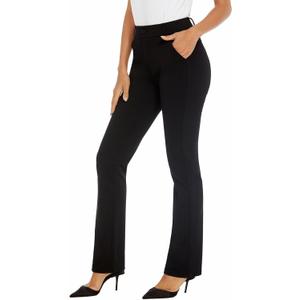 iChosy Women's Ease into Comfort Barely Bootcut Stretch Dress Pants (8, Black)