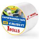 1 Roll Vapor Barrier Tape, White Moisture Barrier Tape for Crawl Spaces, Polyethylene Tape for Underlayment, Waterproof Seam Tape for Insulation, Plastic Liners (4" x 180 ft Each Roll)