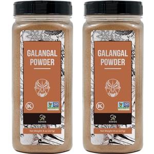 Soeos Galanga Powder 8oz (227g), Twin Pack, 16oz Total, Non-GMO, Kosher, Greater Galanga, Alpinia Galanga, Perfect for Tom Yum and Tom Kha Soups,Product of Vietnam, Galangal Powder for Cooking, Set of 2