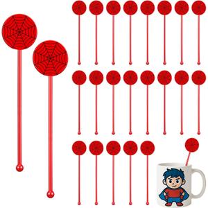 100 Pcs 6 Inch Halloween Swizzle Sticks Spider Birthday Party Decorations Plastic Coffee and Cocktail Stirrers Drink Stirrers Cocktail Mixers for Halloween Party Tea