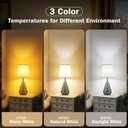 Small Bedside Table Lamp for Bedroom-Reading Desk Lamp Set of 2,with 3 Color Temperatures,15.5" Nightstand Ceramic Lamp with Fabric Shade for Kids Room,Living Room,Dorm,Home Office (Green)