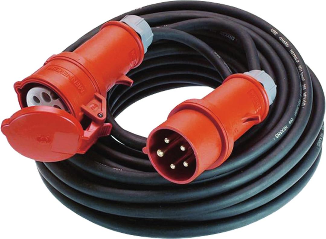 Bachmann 346.171 CEE Extension Cable, 10 m, 5G4, 32A, Black and Red