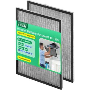  Air Filter, MERV-11 Rated Electrostatic Filter, Washable and Reusable Furnace Filter, Lifetime Durable, 2-Pack,(Actual Size: 15.50 x 24.50 x 0.75 inches)
