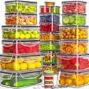 50-Piece Food Storage Containers with Lids (25 Containers & 25 Lids), Airtight Reusable Meal Prep Containers for Lunch, Plastic Kitchen Storage Containers with Labels & Marker Pen