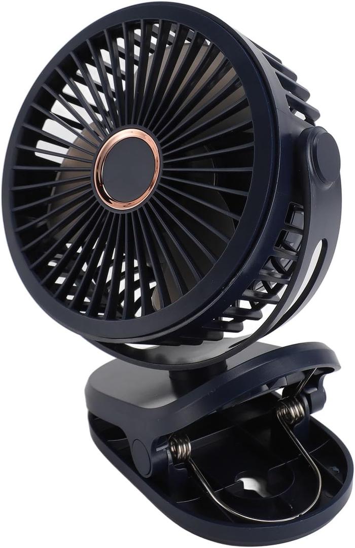 SUNGOOYUE Compact 360 Degree Rotating Fan for Work, Rechargeable Miniature Table Fan for Desk in Bedroom, Office, 10,000 MAh USB ClampHolderOn (Blue)