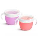 Munchkin Snack Catcher Toddler Snack Cups, No Spil, 2 Pack Containers, Pink/Purple