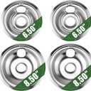 Silver G-E Electric Stove Drip Pans GE68C G-E Range Drip Pans Bowls-4 Packs 2 X 6" and 2 X 8", Burner Drip Pans Compatible for G-E Stove Drip Pans and Hot-Point etc Electric Ranges by MIFLUS