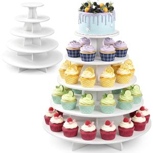Nuanchu 5 Tier Large White Cupcake Stand for Wedding Christmas, Round
