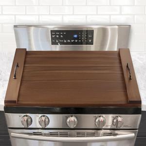 BLUEWEST Noodle Board Stove Cover, Acacia Wood Stove Top Covers Board for Gas Burners and Electric Stove, Extra Thick Wooden RV Stovetop Cover/Sink Cover - Tray for Kitchen Counter Space (Rich Walnut)
