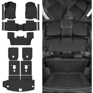 Custom Fit Floor Mats for 2013-2015 Dodge Durango 6 Seats/Bucket Seat | All Weather TPE Floor Liners & Trunk Mat & 2nd/3rd Row Backrest Mat & Door Sill Guard | Full Set Interior Accessories