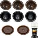 Value Set (6 Cups & 2 Silicone Lids) Reusable Pods for Nespresso Vertuo, 3x150ml & 3x230ml Refillable Coffee Capsules,Compatible with Vertuoline Plus & GCAT1 and Delonghi ENV135/ENV150