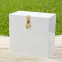UNIQOOO White & Gold Heart Lock Acrylic Card Box, Modern DIY Wedding & Occasion Box, 10x10x5.5 inches