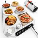 Warming Mat for Food, Voriah Electric Warming Tray with 99H Timer & 8 Temperature Settings, Foldable Food Warmer with C/F Switch, Keeps Food Warm at Buffets, Sabbath, Family Gatherings(White) (L-24*16'')