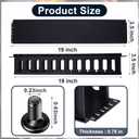 Taiyin 2 Pcs 2u 19 Inch Horizontal Cable Management Panel, 12 Slot Rack Cable Organizer with Removable Cover for Server & Network Rack